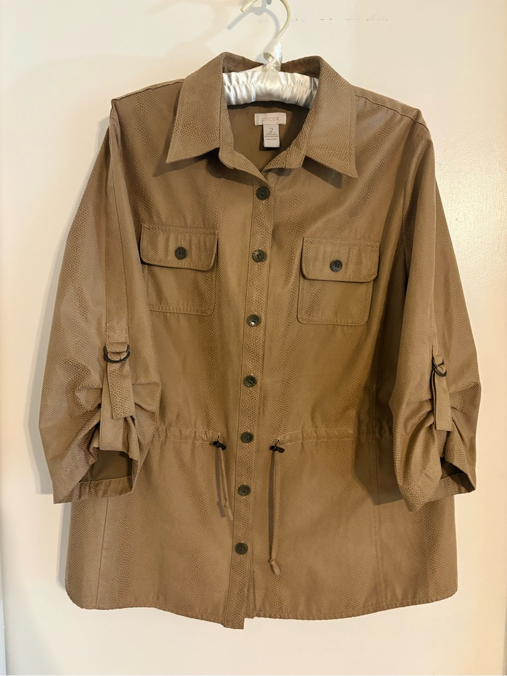 Chico's Tan Utility Drawstring Jacket